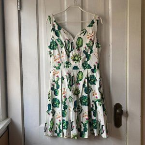 Modcloth Dashing Darling A-Line Dress in Succulents in M